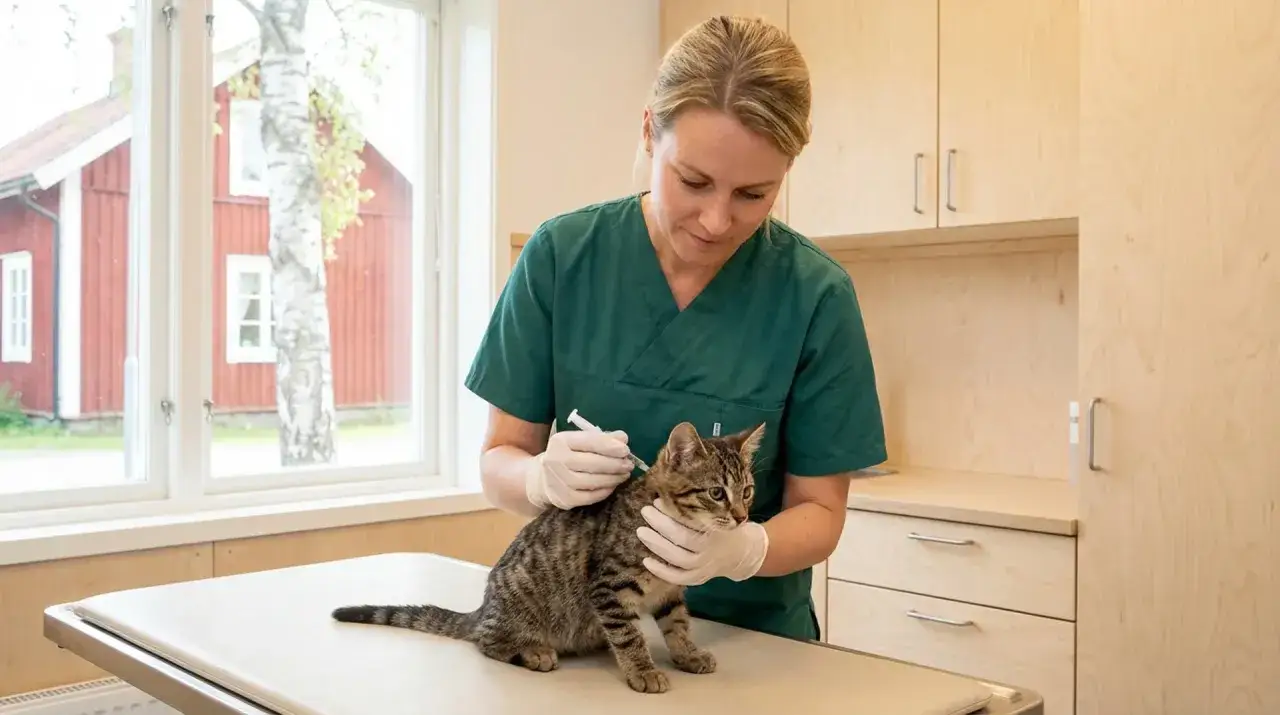 Veterin&auml;r chippar en katt. Undrar du vad kostar det att chippa en katt?